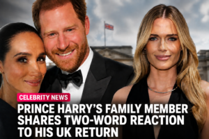 Prince Harry family member shares two-word reaction to his UK return