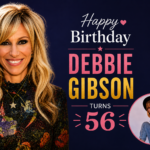 Debbie Gibson celebrating her 56th birthday with a birthday-themed graphic
