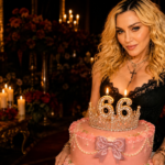 Madonna celebrating her 68th birthday with a birthday cake during a private family celebration in Greece