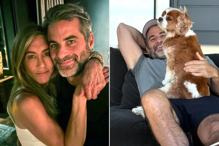 Jennifer Aniston and Jim Curtis posing together in a rare couple photo