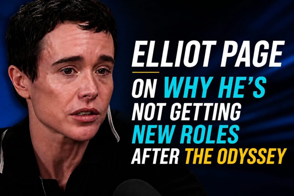 Elliot Page discussing his acting career challenges and future roles after starring in The Odyssey