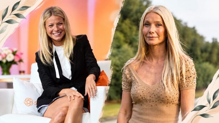 Gwyneth Paltrow at Max Mara Resort 2026 in a beige sparkling outfit