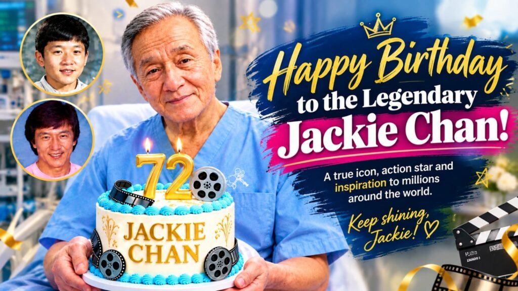 Jackie Chan celebrating his 72nd birthday and enduring action movie legacy