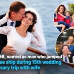 Thomas Gigler, 56, pictured with his wife and family as reports say he jumped from a Carnival cruise ship during their 15th wedding anniversary trip.