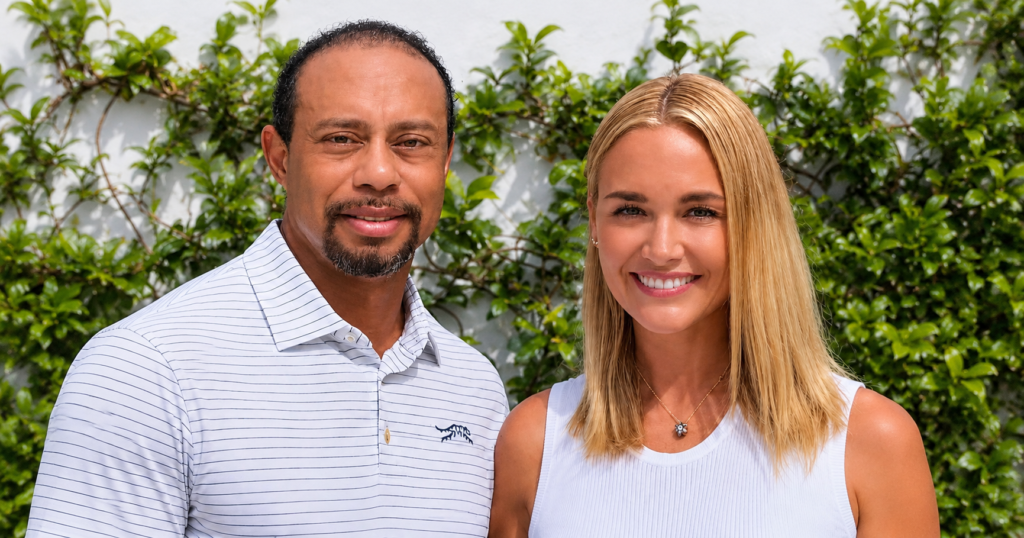 Tiger Woods and Vanessa Trump smiling together as their relationship becomes public