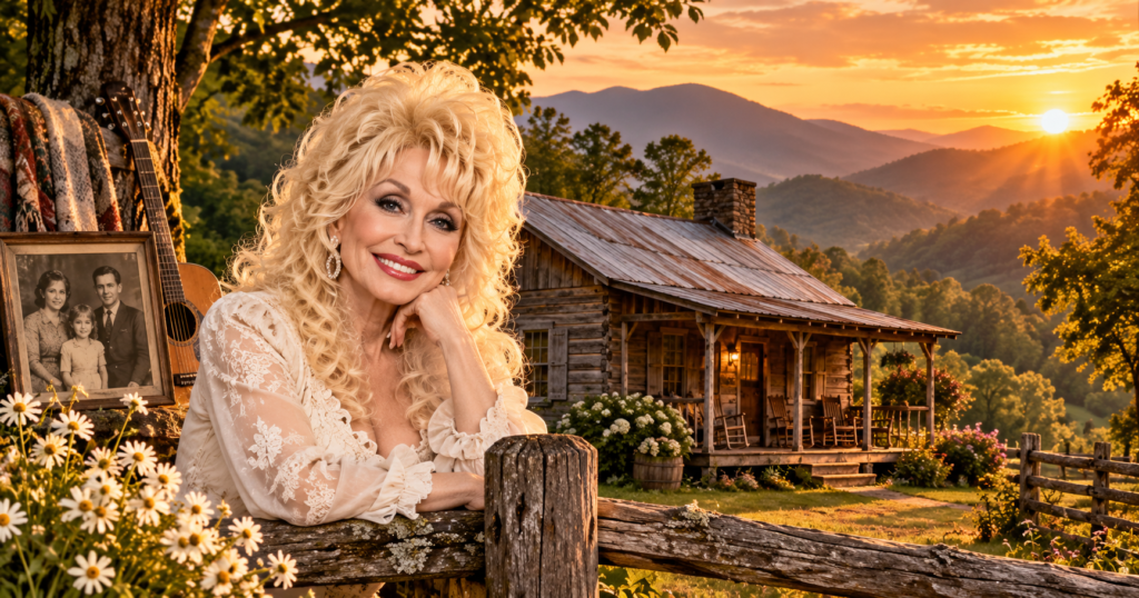 Dolly Parton childhood home in Tennessee with Smoky Mountain cabin and country music roots