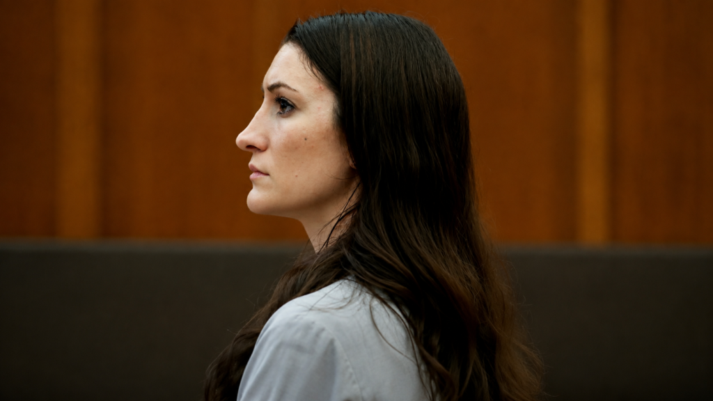 Lindsay Clancy during courtroom proceedings in murder trial juror dispute