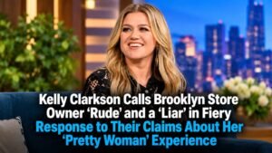 Kelly Clarkson discusses her Pretty Woman shopping experience and dispute with a Brooklyn store owner.