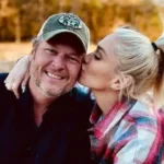 Gwen Stefani and Blake Shelton celebrating her birthday with a personalized gift